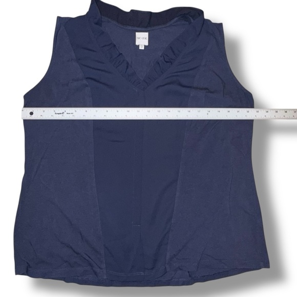 NIC+ZOE Ruffle Around Mixed Media Tank - 1X Navy - Picture 9 of 14